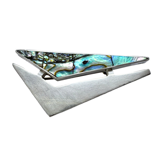 Taxco, Mexico. Vintage Modernist Sterling Silver Abalone Brooch.
