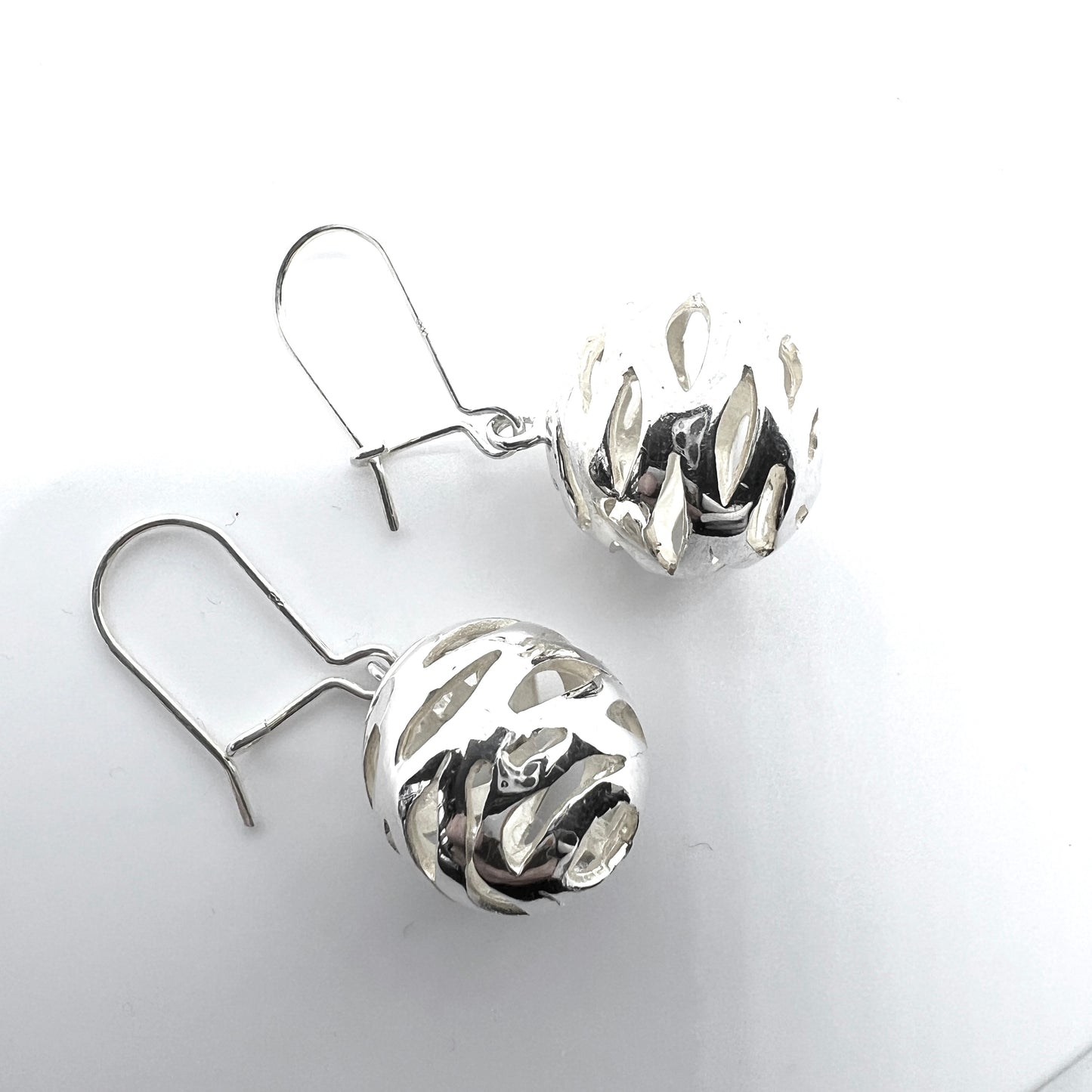 AAL, Finland Vintage Sterling Silver Sphere Earrings.