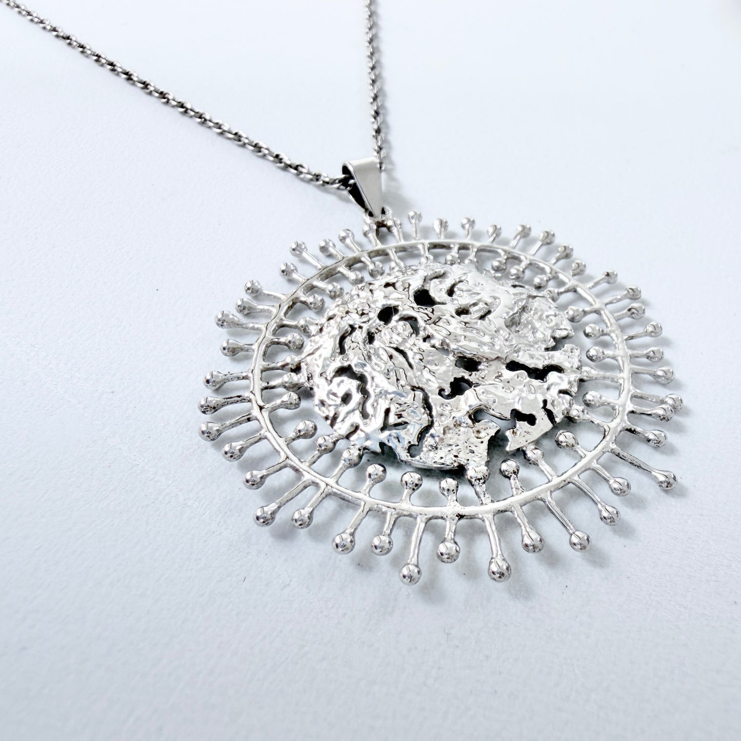 Tapio Wirkkala for Kultakeskus Finland Vintage Silver Pendant Necklace. Design: Full Moon