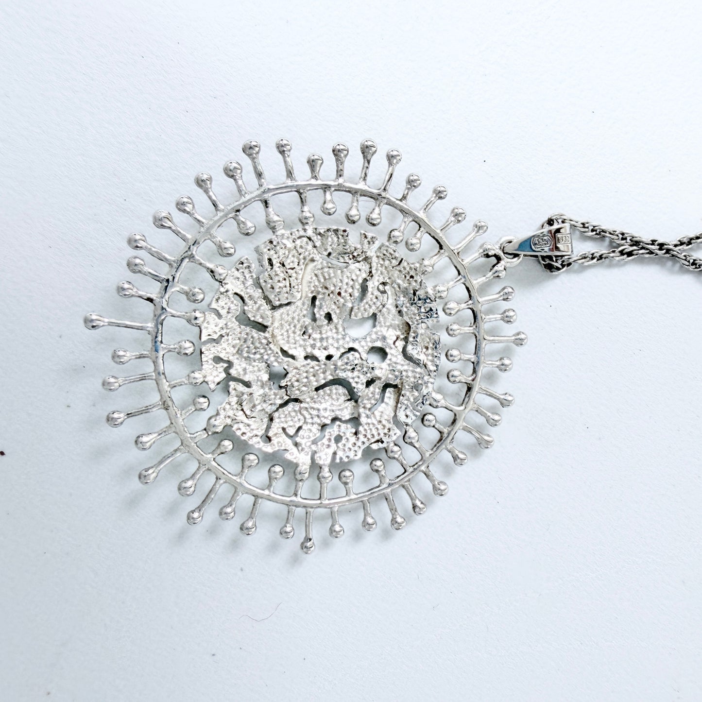 Tapio Wirkkala for Kultakeskus Finland Vintage Silver Pendant Necklace. Design: Full Moon