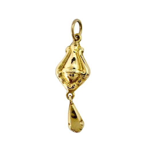 Sweden year 1896. Antique 18k Gold Single Earring Pendant.