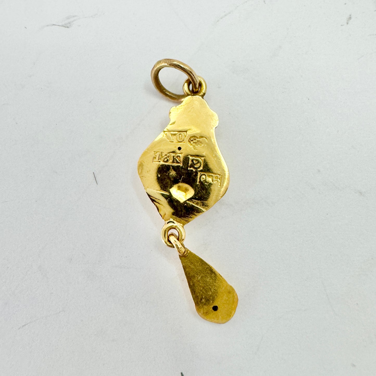 Sweden year 1896. Antique 18k Gold Single Earring Pendant.