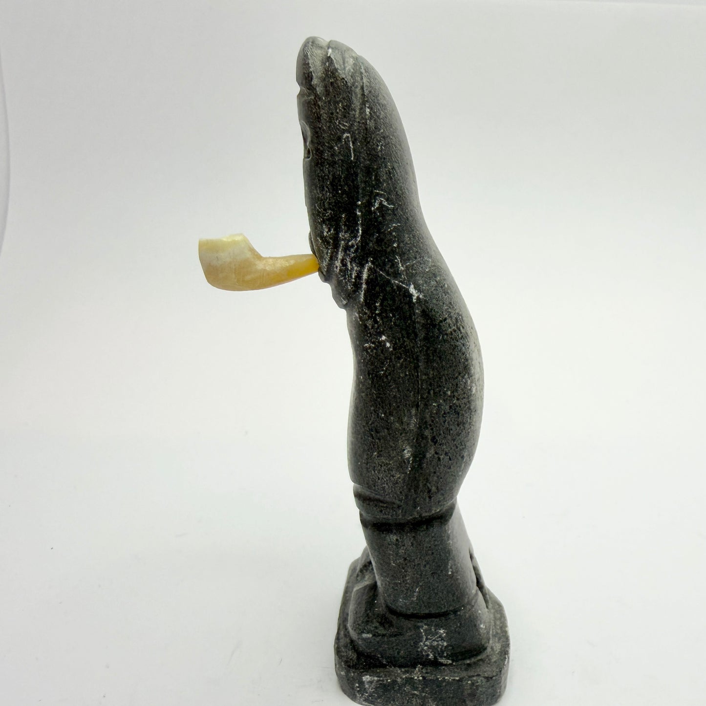 Inuit Eskimo Carved Soapstone Figurine. Signed.