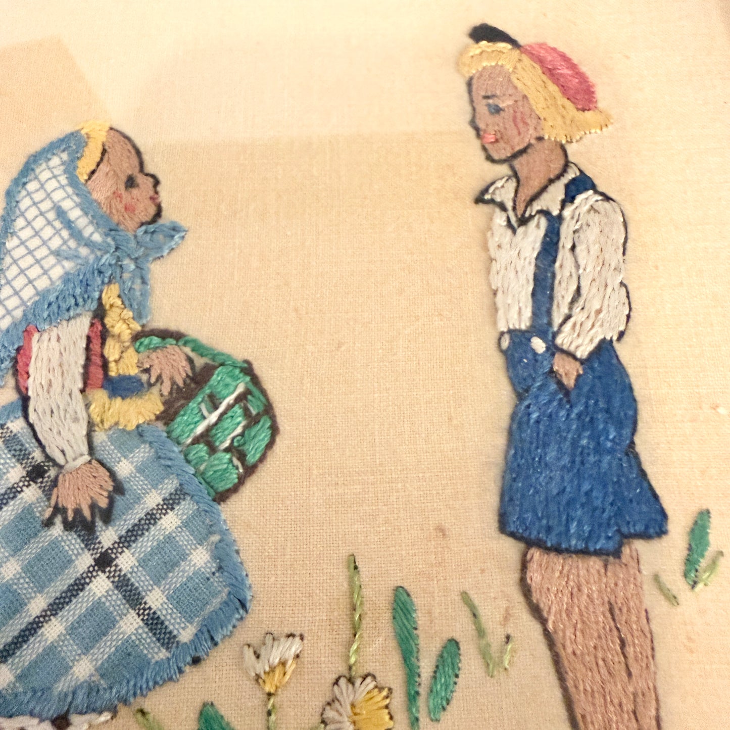 Sweden. Vintage c 1940s Framed Embroidery