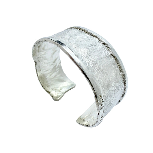 Robbert, Sweden 1977. Vintage Sterling Silver Brutalist Cuff Bracelet
