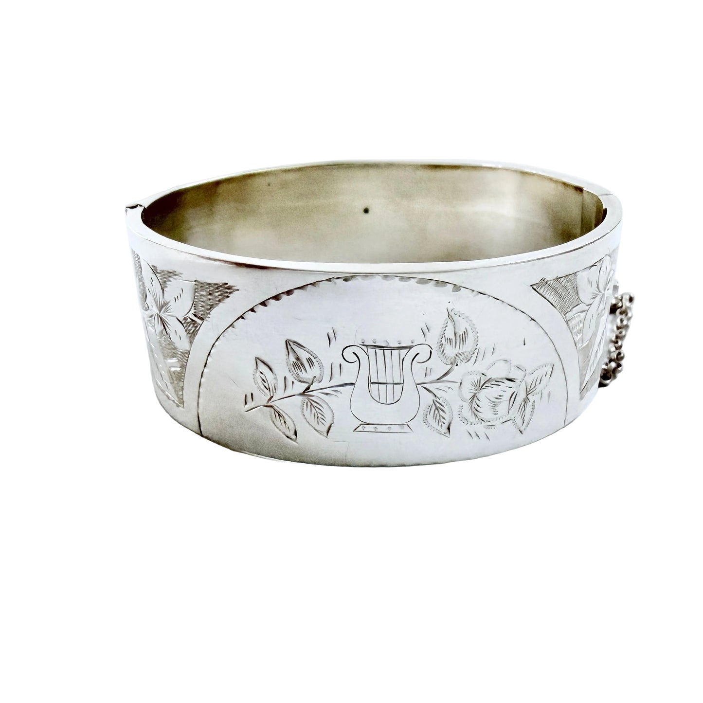 Sweden late 1800s. Antique Victorian Solid Silver Hinged Bangle Bracelet.