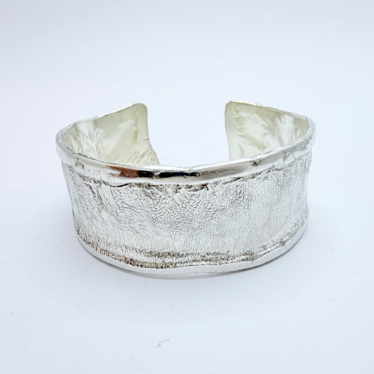 Robbert, Sweden 1977. Vintage Sterling Silver Brutalist Cuff Bracelet