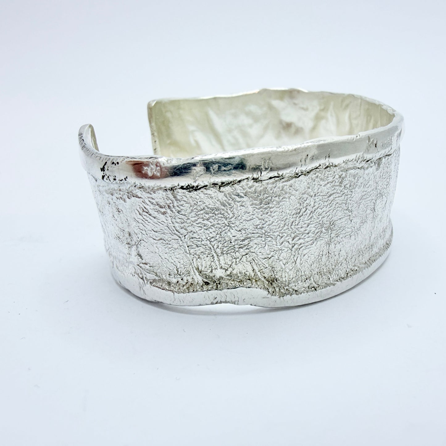 Robbert, Sweden 1977. Vintage Sterling Silver Brutalist Cuff Bracelet