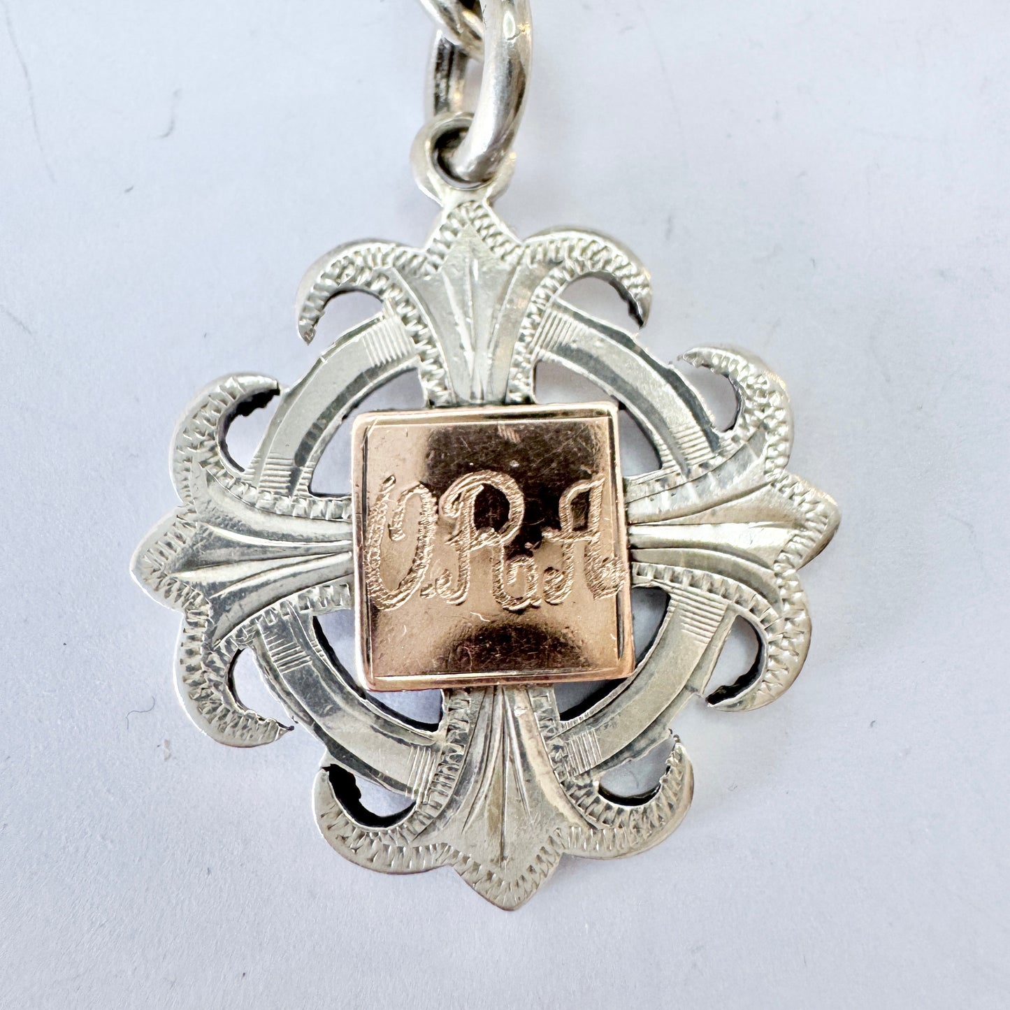 Antique Sterling Silver Curb-link T Bar Albert Chain