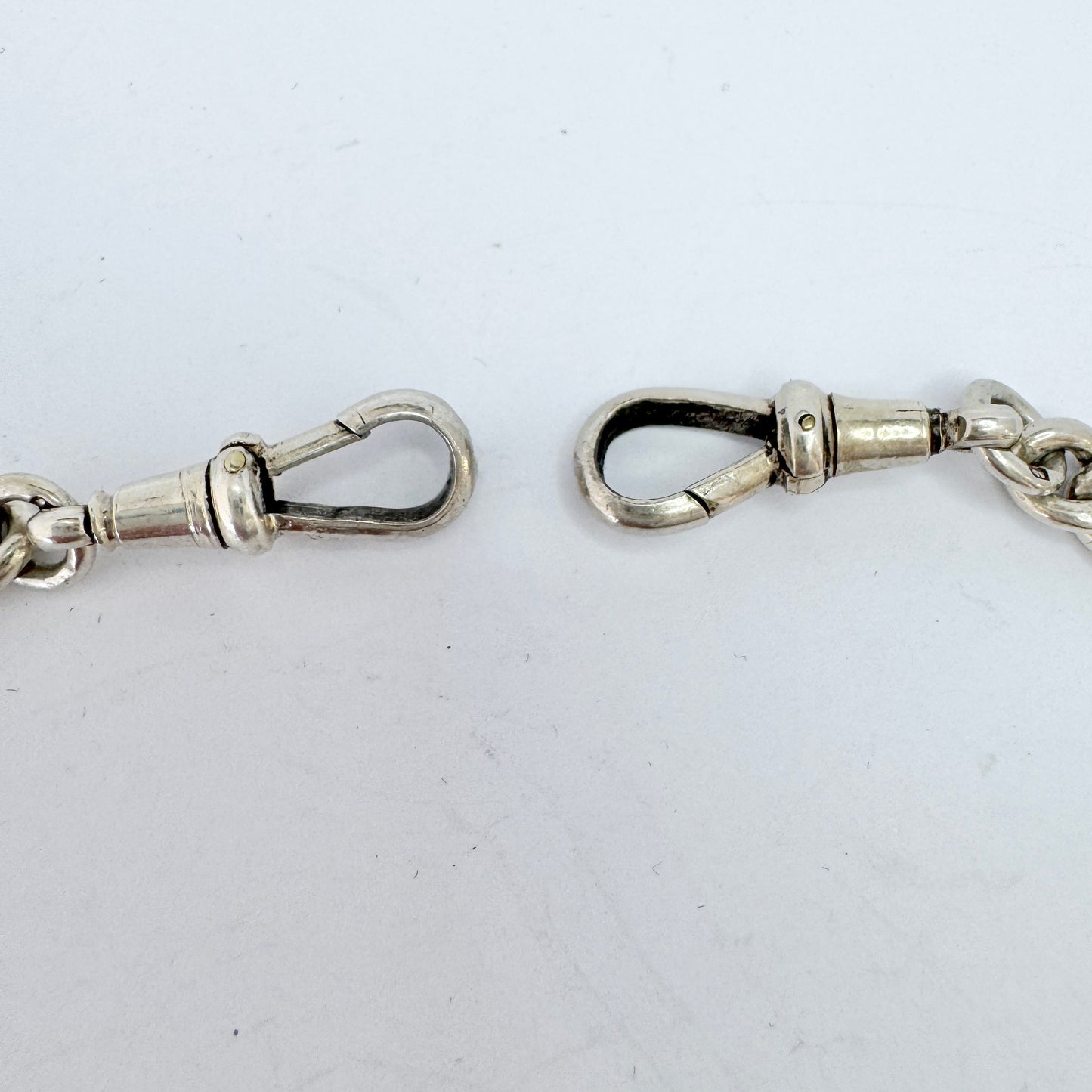 Antique Sterling Silver Curb-link T Bar Albert Chain