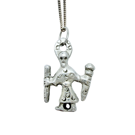 Sweden. Vintage Sterling Silver Viking Copy Odin Pendant Necklace.