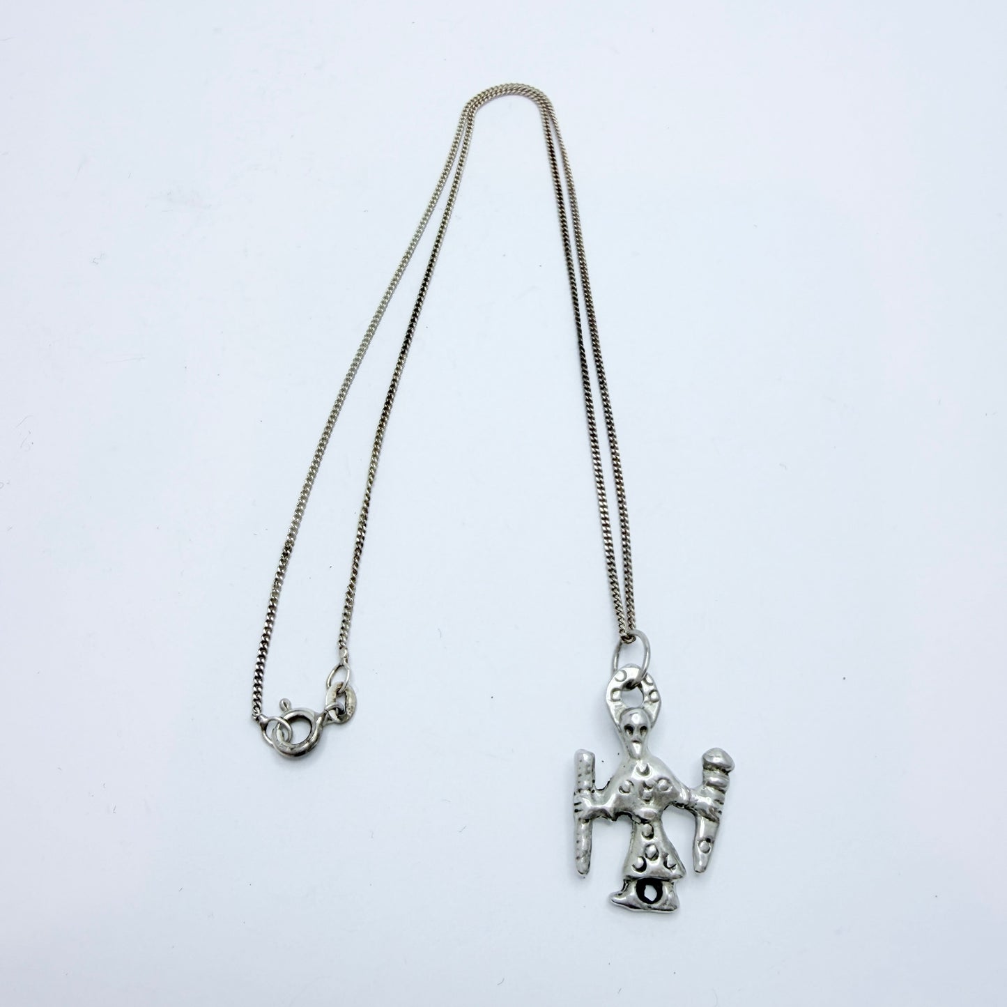 Sweden. Vintage Sterling Silver Viking Copy Odin Pendant Necklace.