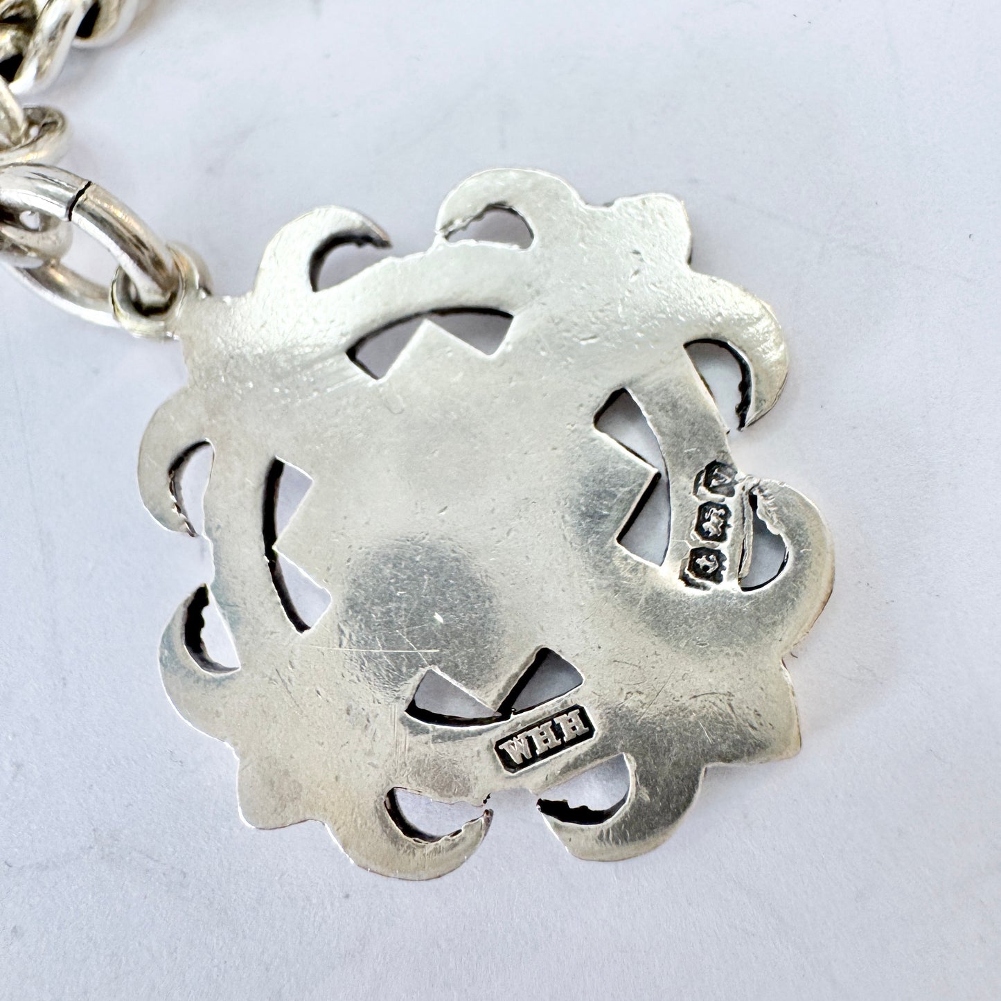 Antique Sterling Silver Curb-link T Bar Albert Chain