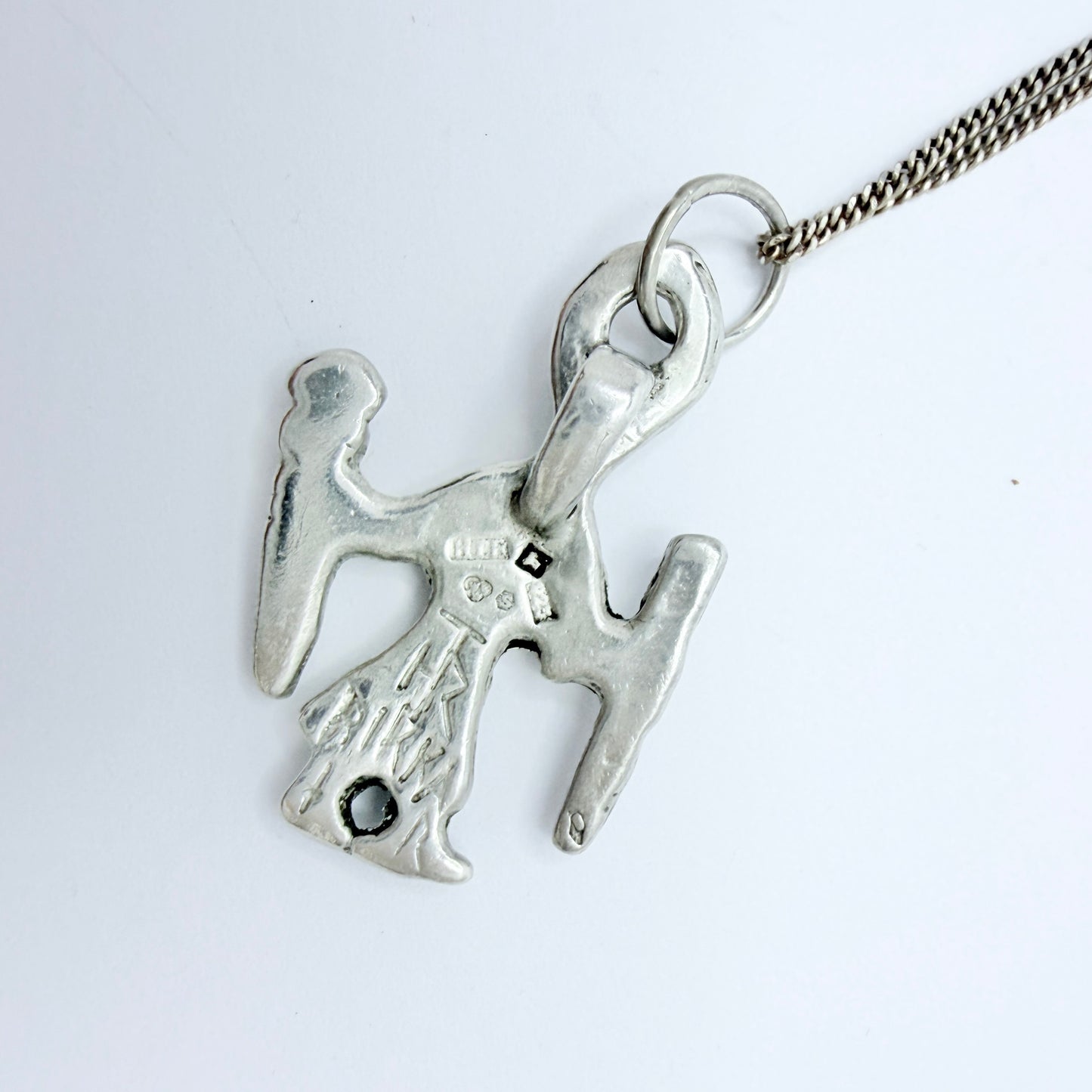 Sweden. Vintage Sterling Silver Viking Copy Odin Pendant Necklace.