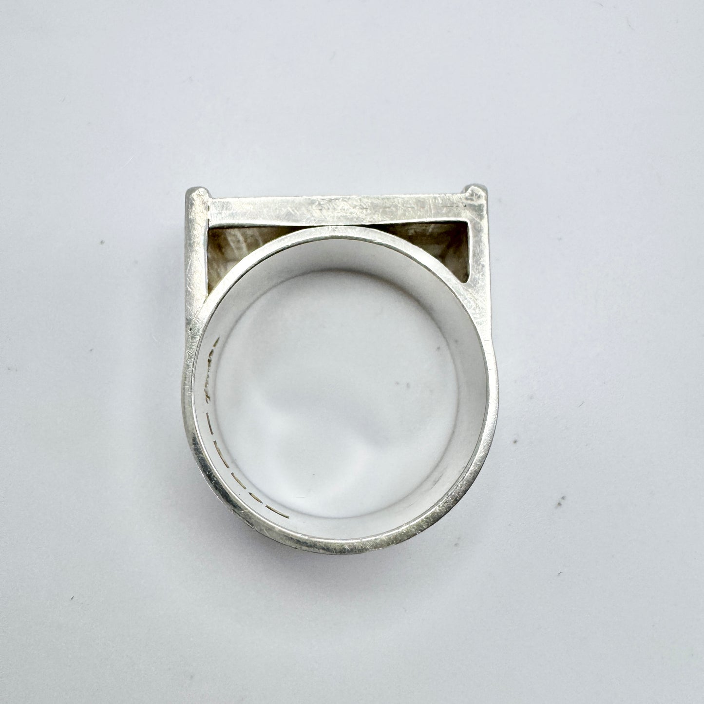 Claes E Giertta, Sweden. Chunky Sterling Silver 18k Gold Men's Signet Ring. Signed.