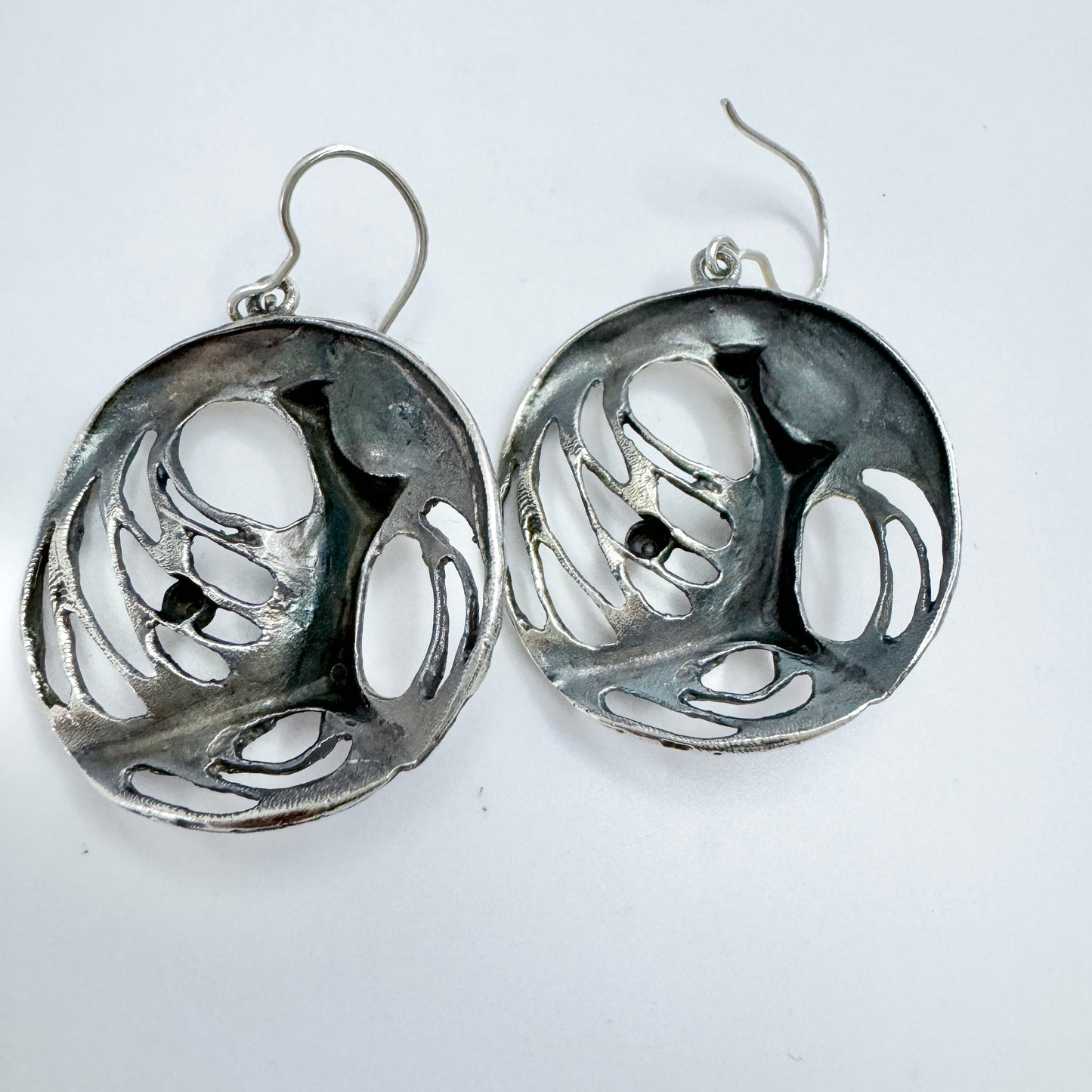 Sten & Laine, Finland 1973 Vintage Sterling Silver Earrings. Design: Spider Web