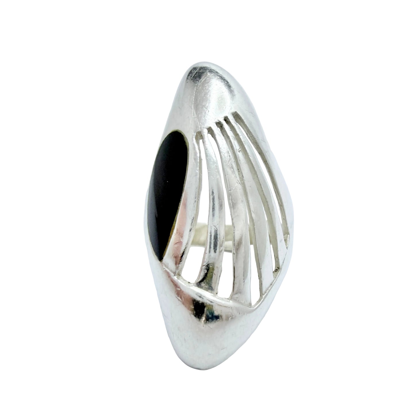 Vintage Sterling Silver Onyx Ring.