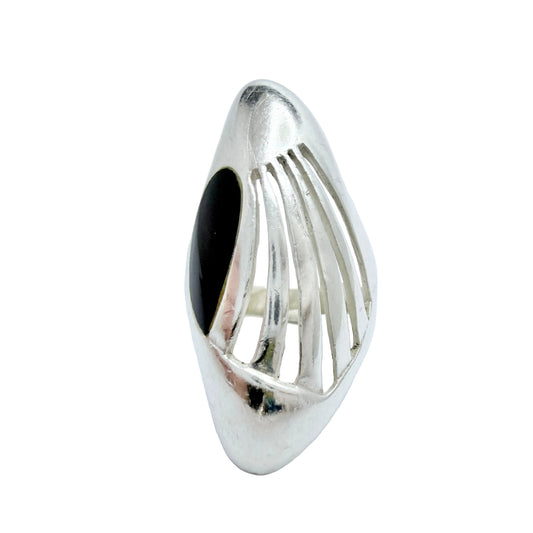 Vintage Sterling Silver Onyx Ring.