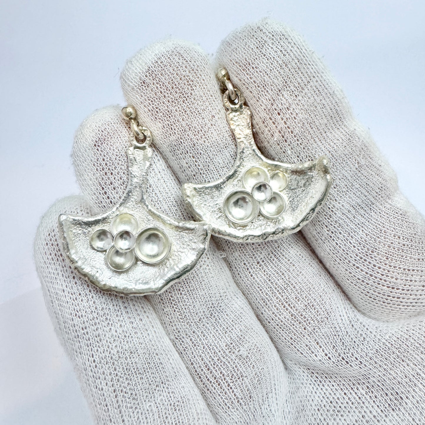 Robbert, Sweden 1973. Vintage Sterling Silver Earrings.