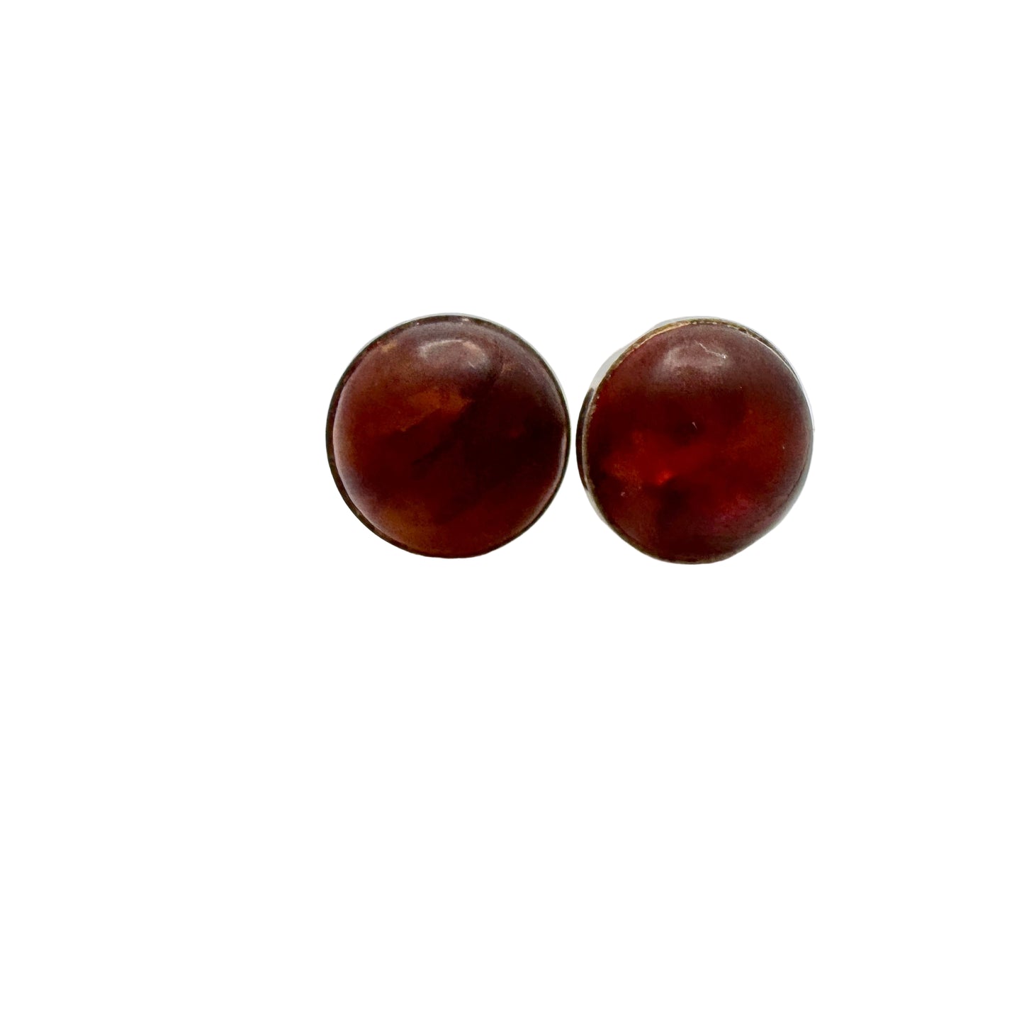 Einer Fehrn, Denmark c 1960s. Vintage Sterling Silver Amber Stud Earrings.