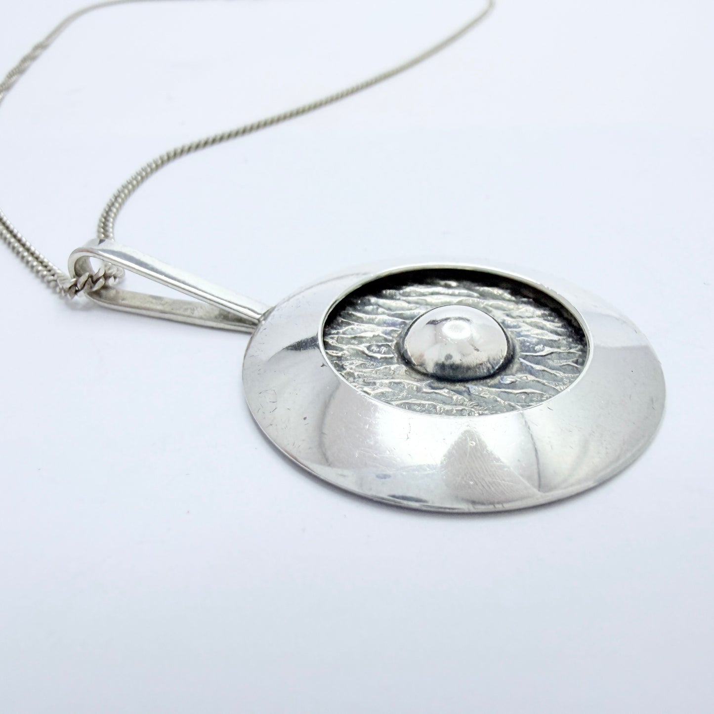 Bengt Hallberg, Sweden 1971 Vintage Modernist Sterling Silver Pendant Necklace