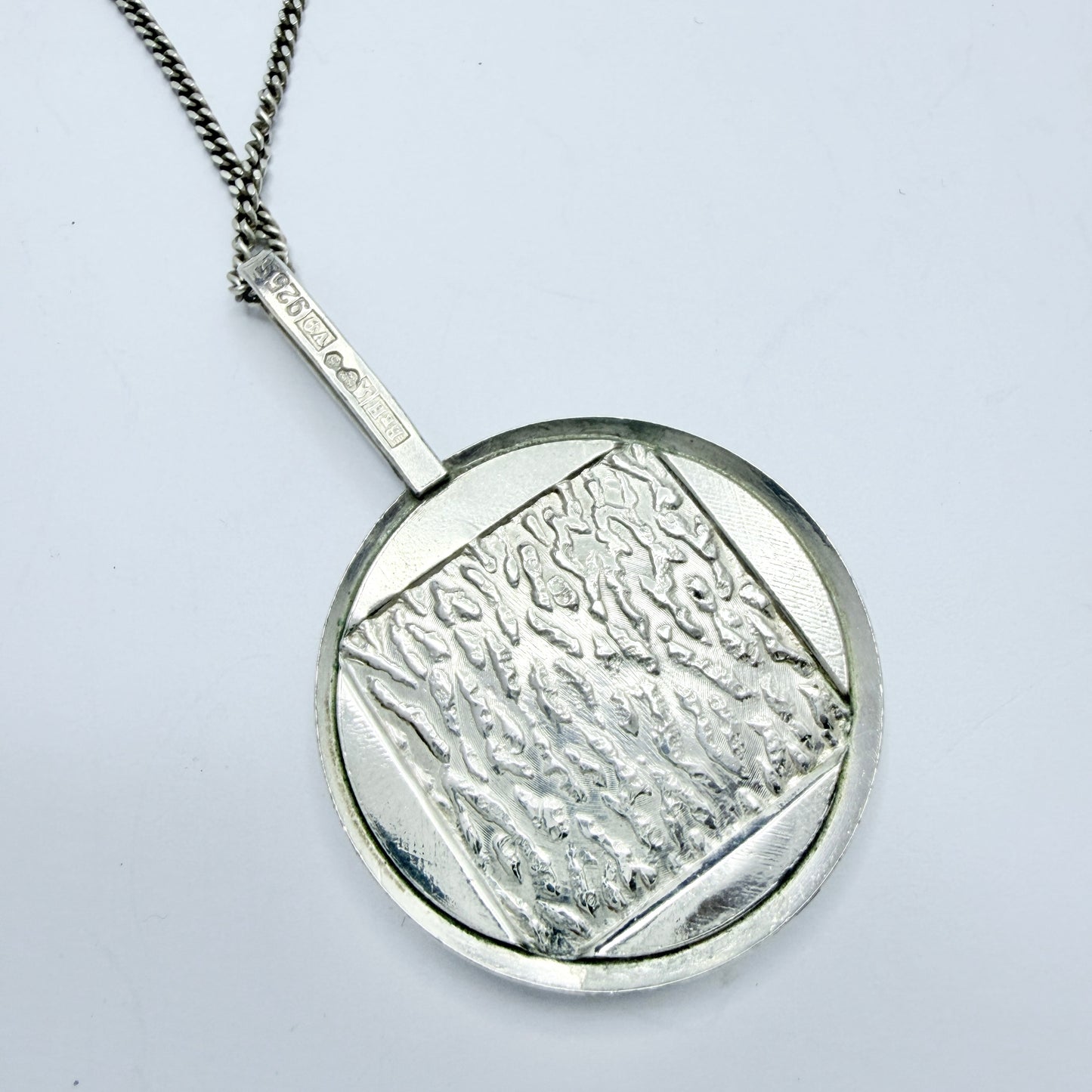 Bengt Hallberg, Sweden 1971 Vintage Modernist Sterling Silver Pendant Necklace