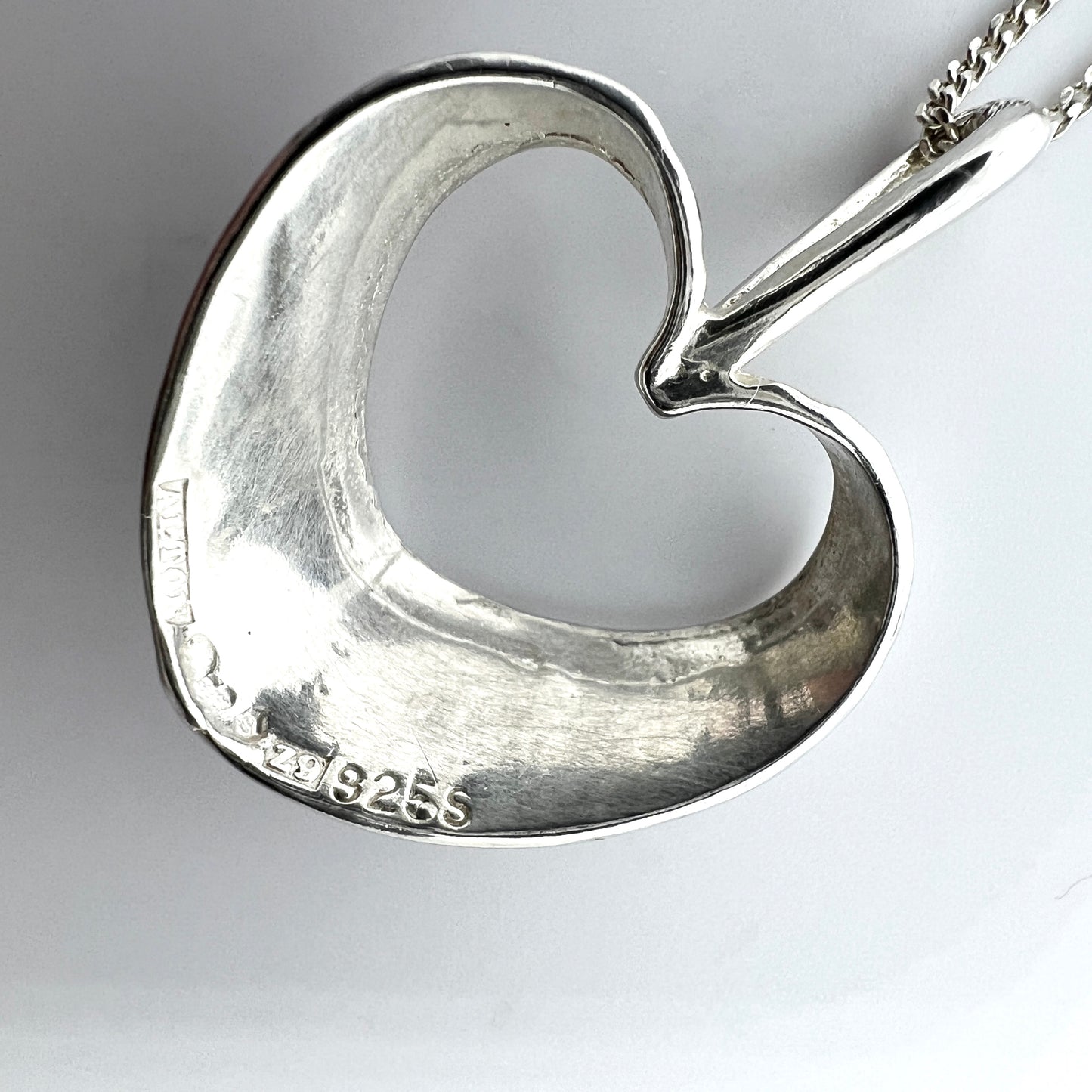 Alton, Sweden 1974. Vintage Sterling Silver Hammered Heart Pendant Necklace.