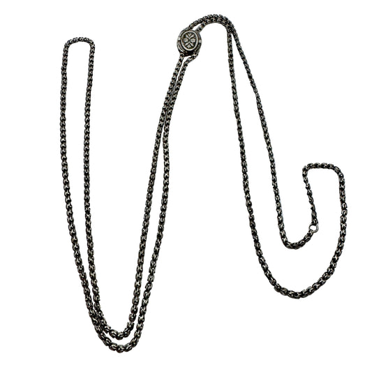 Antique Victorian Solid Silver 136cm / 54in Chain with Slider. Pls read description