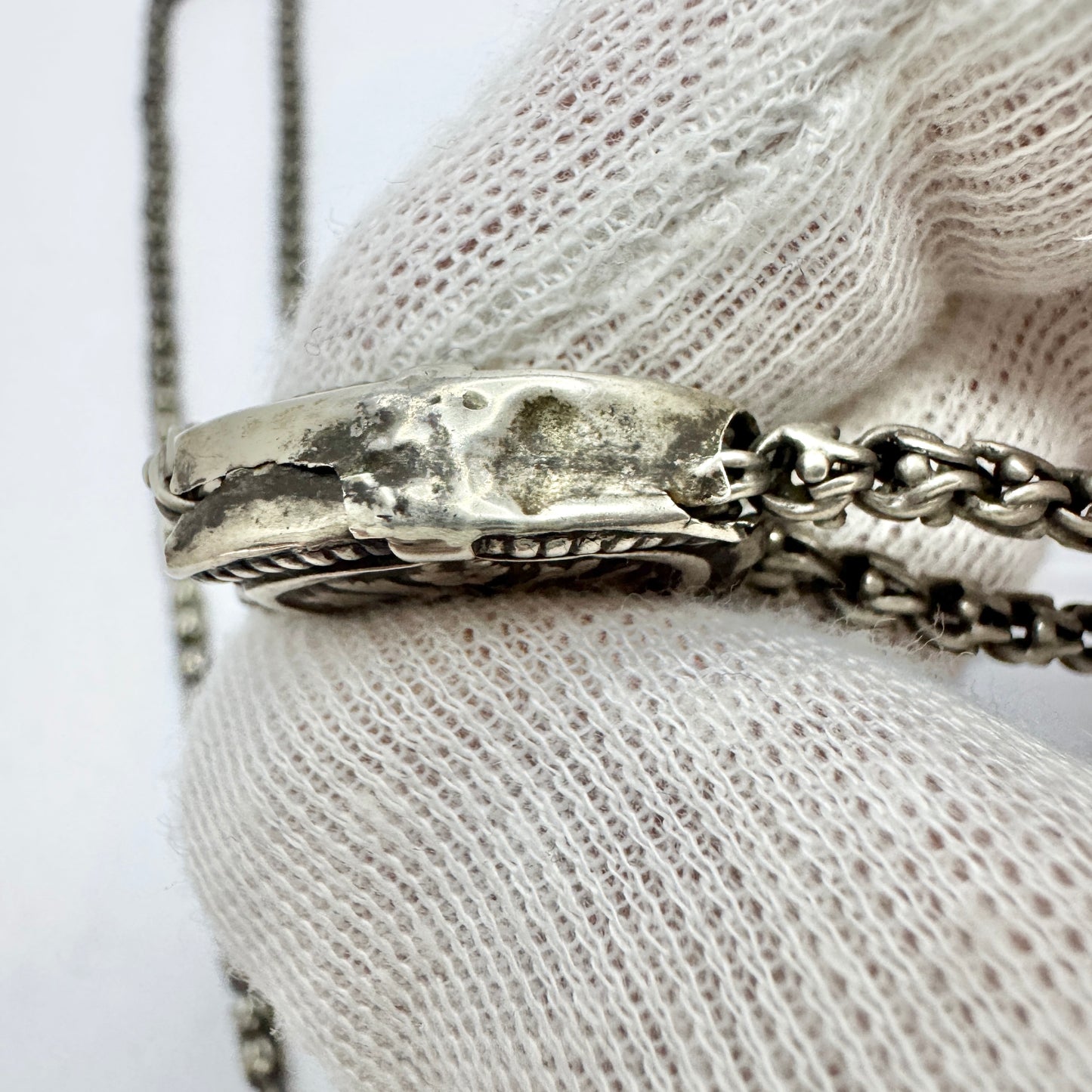 Antique Victorian Solid Silver 136cm / 54in Chain with Slider. Pls read description