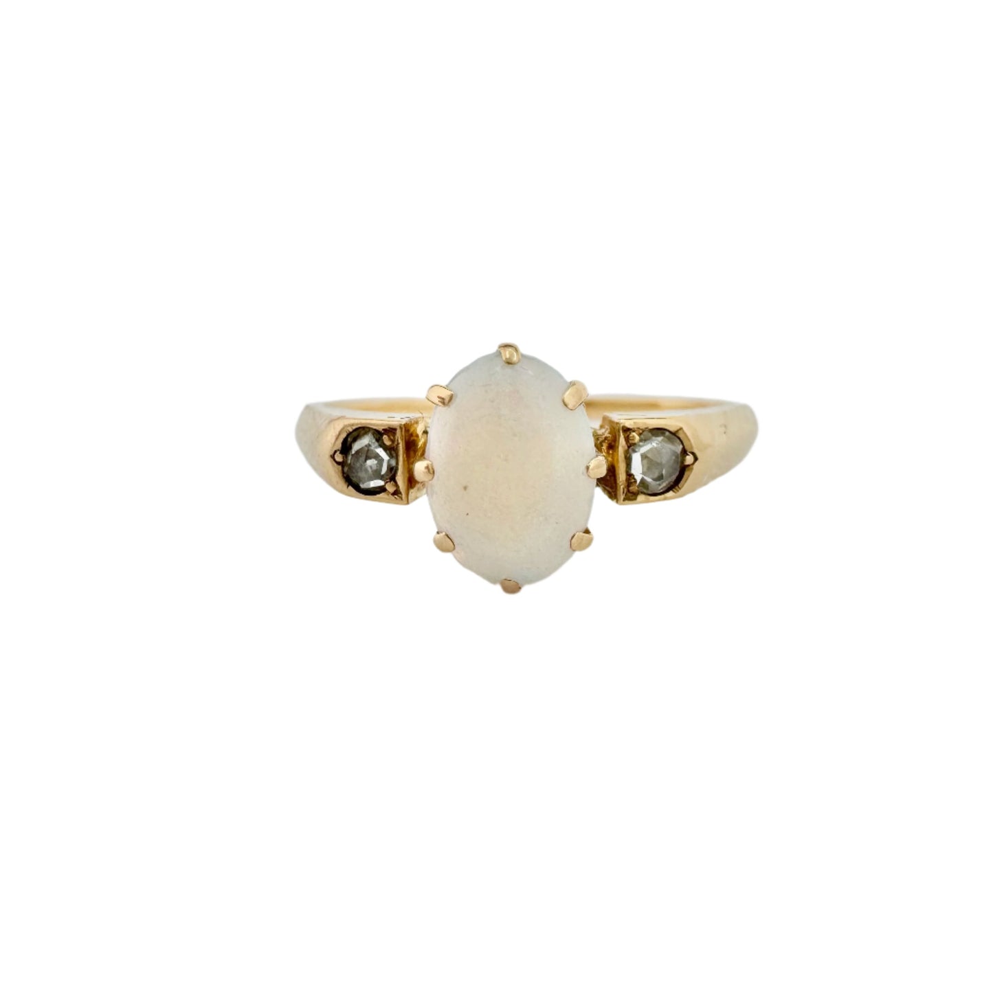 CA Sandberg, Sweden 1902. Antique 18k Gold Opal Diamond Ring.