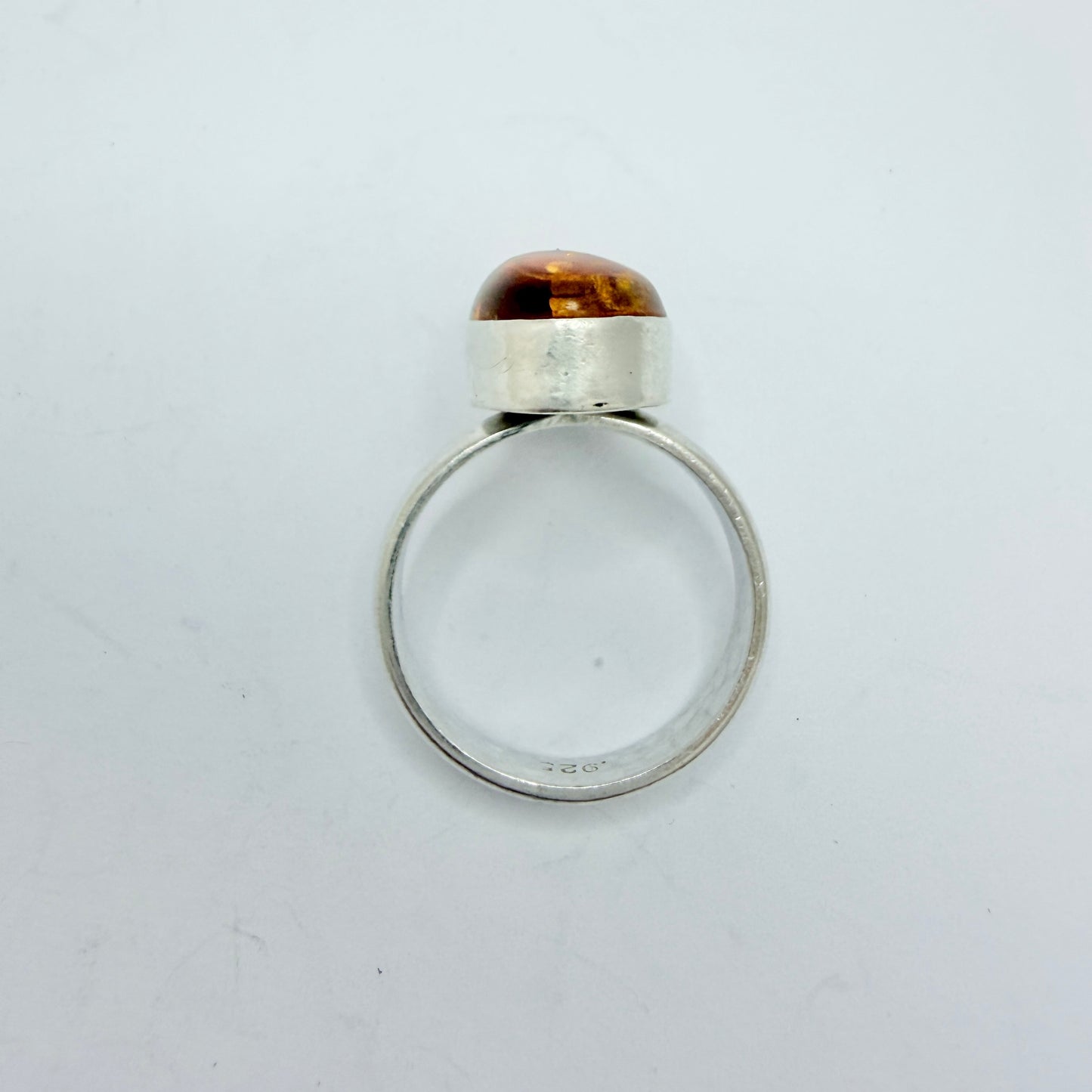 Vintage Sterling Silver Amber Ring.