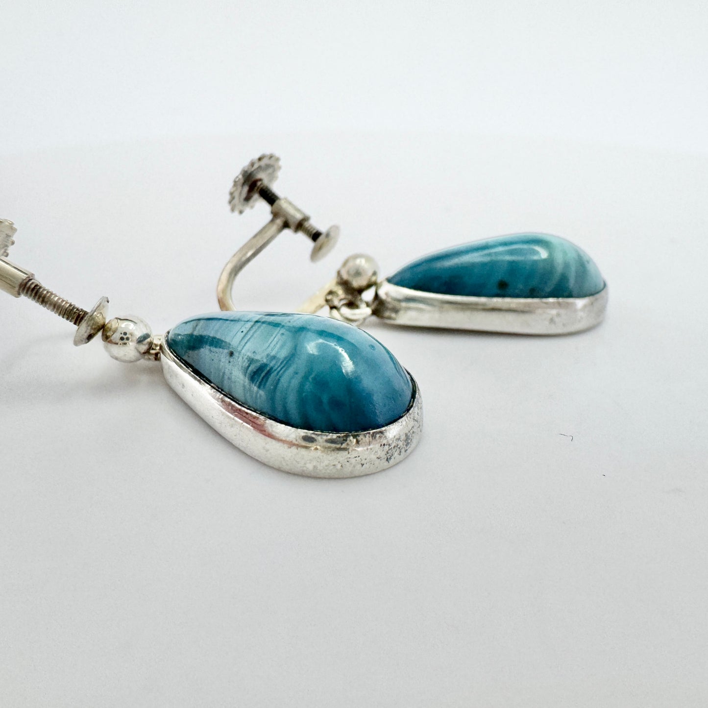 Sweden 1956-57. Vintage Solid Silver Bergslagen-stone Earrings.