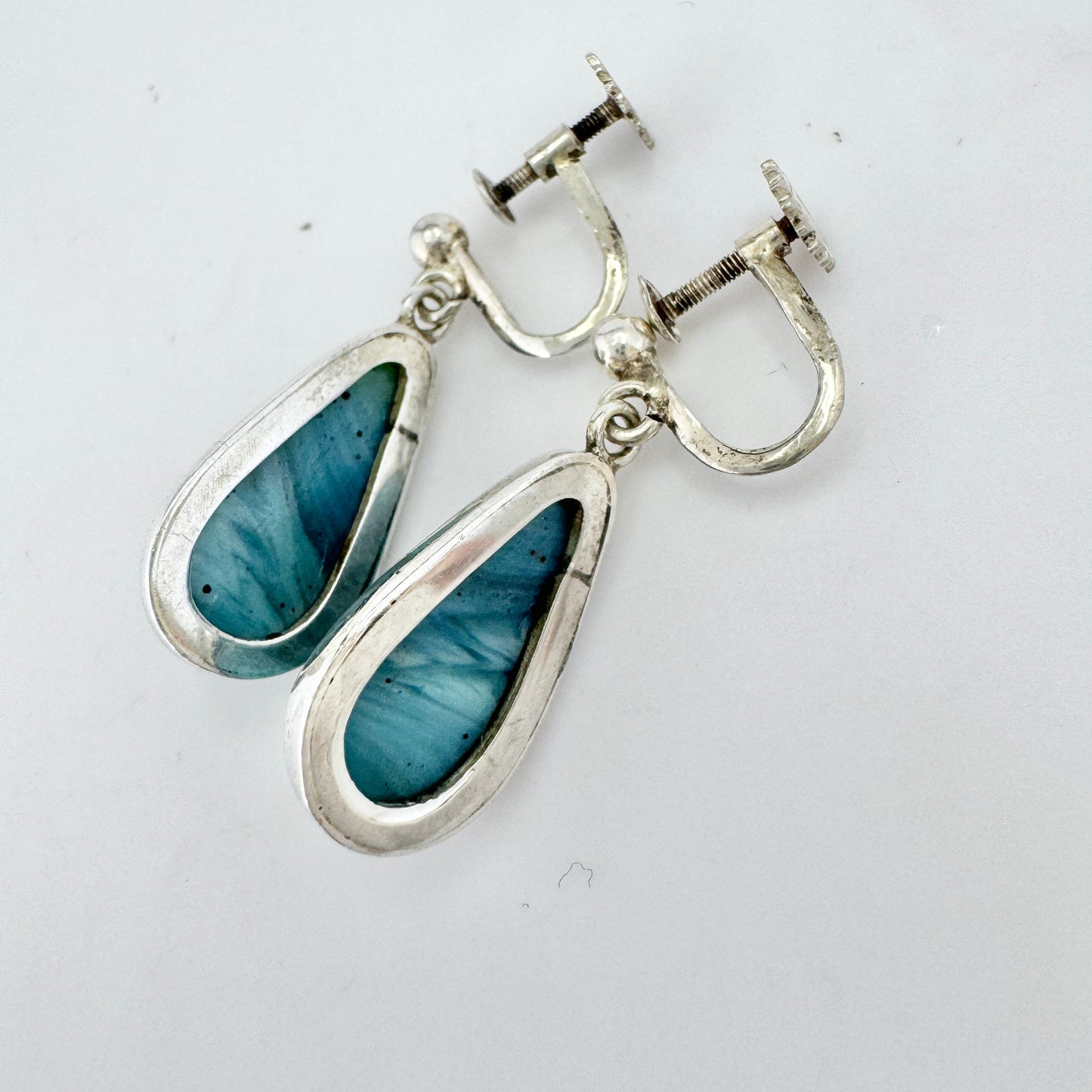 Sweden 1956-57. Vintage Solid Silver Bergslagen-stone Earrings.