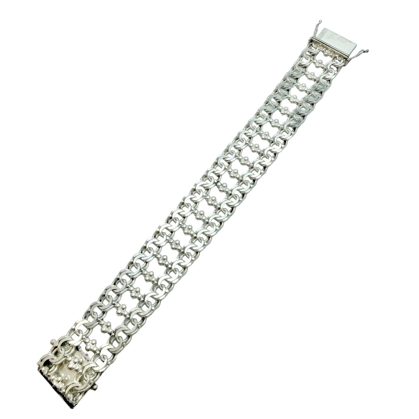Göte Engström, Sweden 1974. Vintage Solid Silver Double Bismarck Bracelet