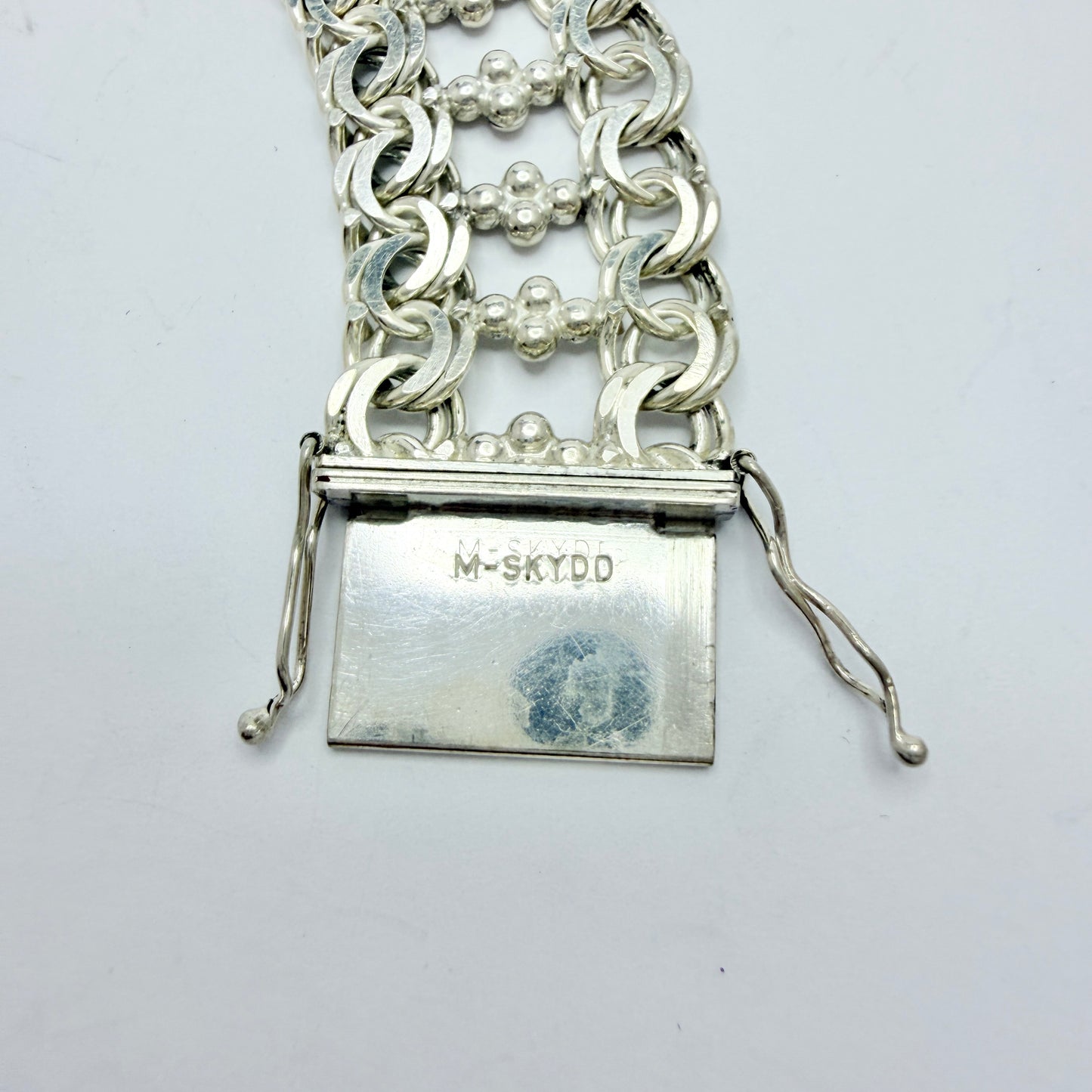 Göte Engström, Sweden 1974. Vintage Solid Silver Double Bismarck Bracelet