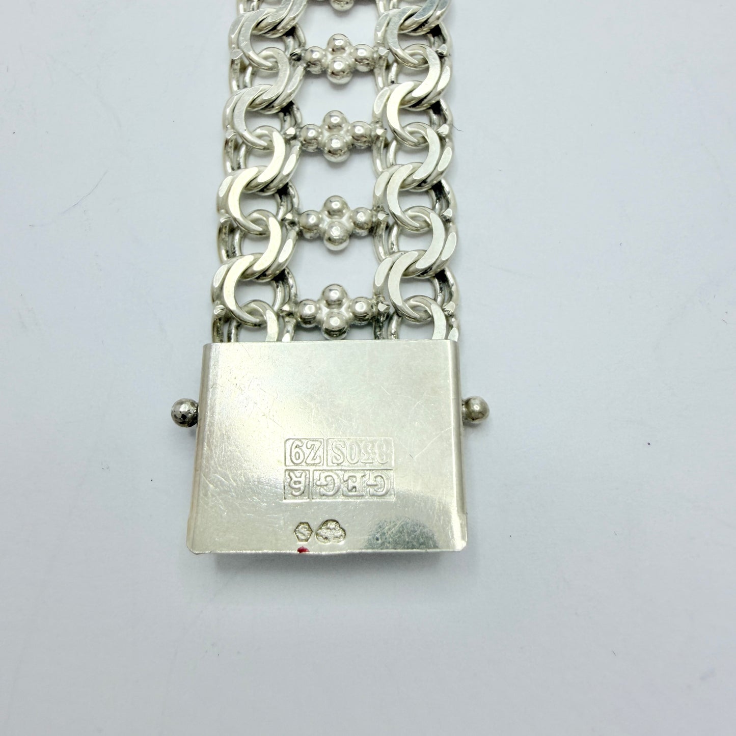 Göte Engström, Sweden 1974. Vintage Solid Silver Double Bismarck Bracelet