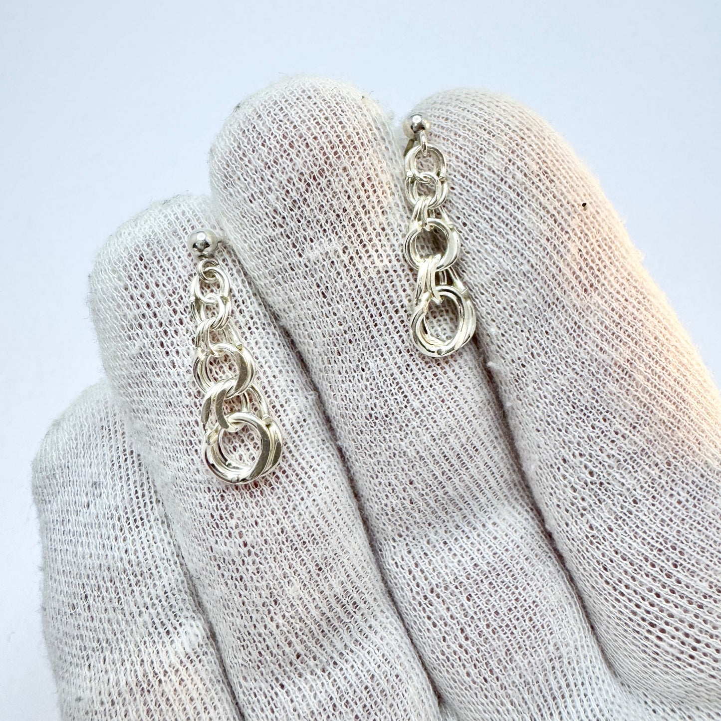 Vintage Sterling Silver Bismarck Earrings.