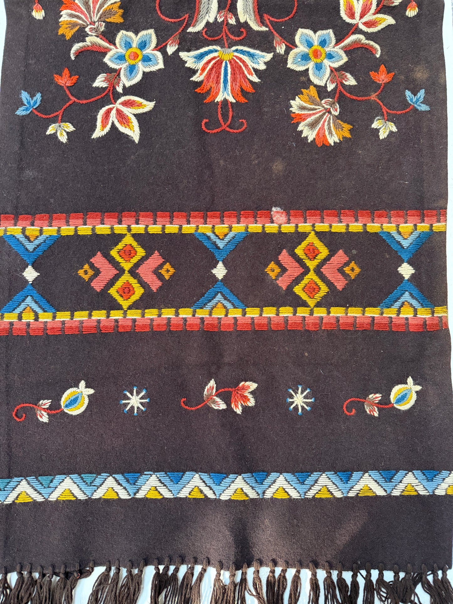 Skåne, Sweden. Antique 175cm / 68.9in Tapestry Wool Table Runner