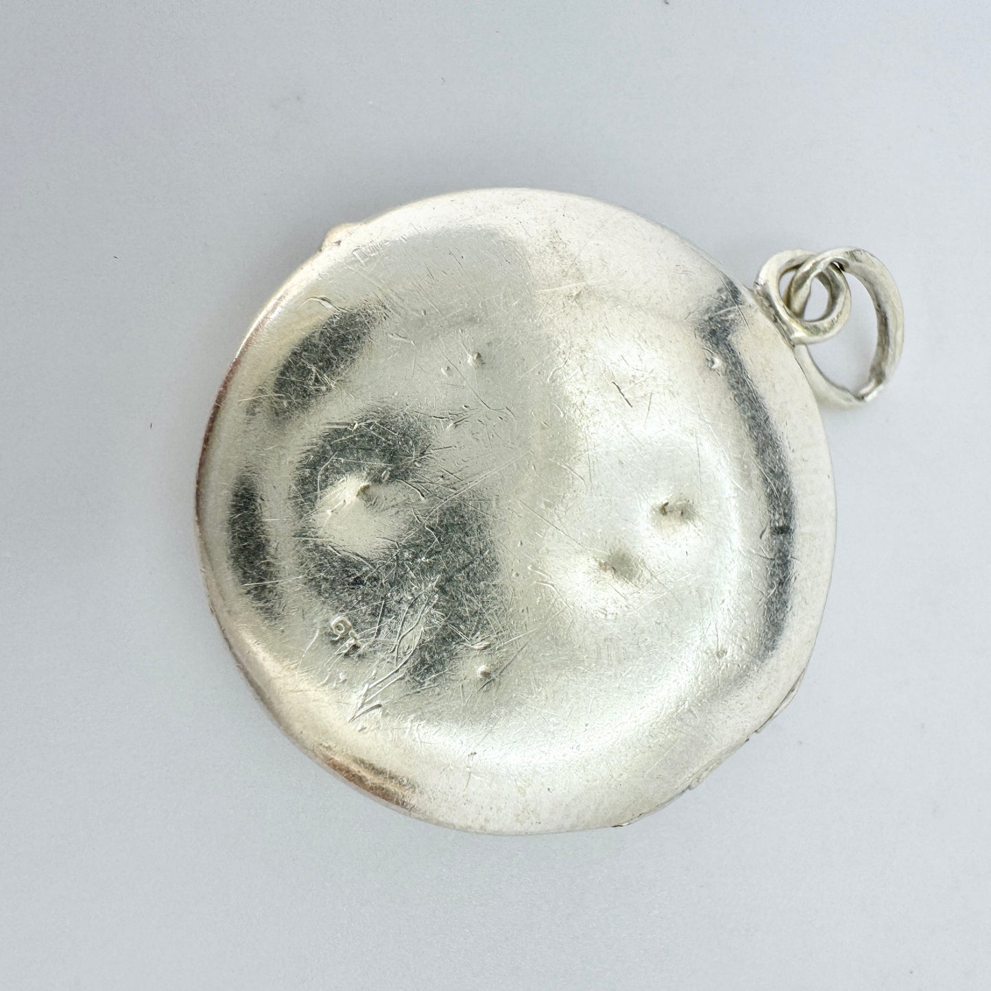 Vintage 935 Sterling Silver Enamel Locket Pendant.