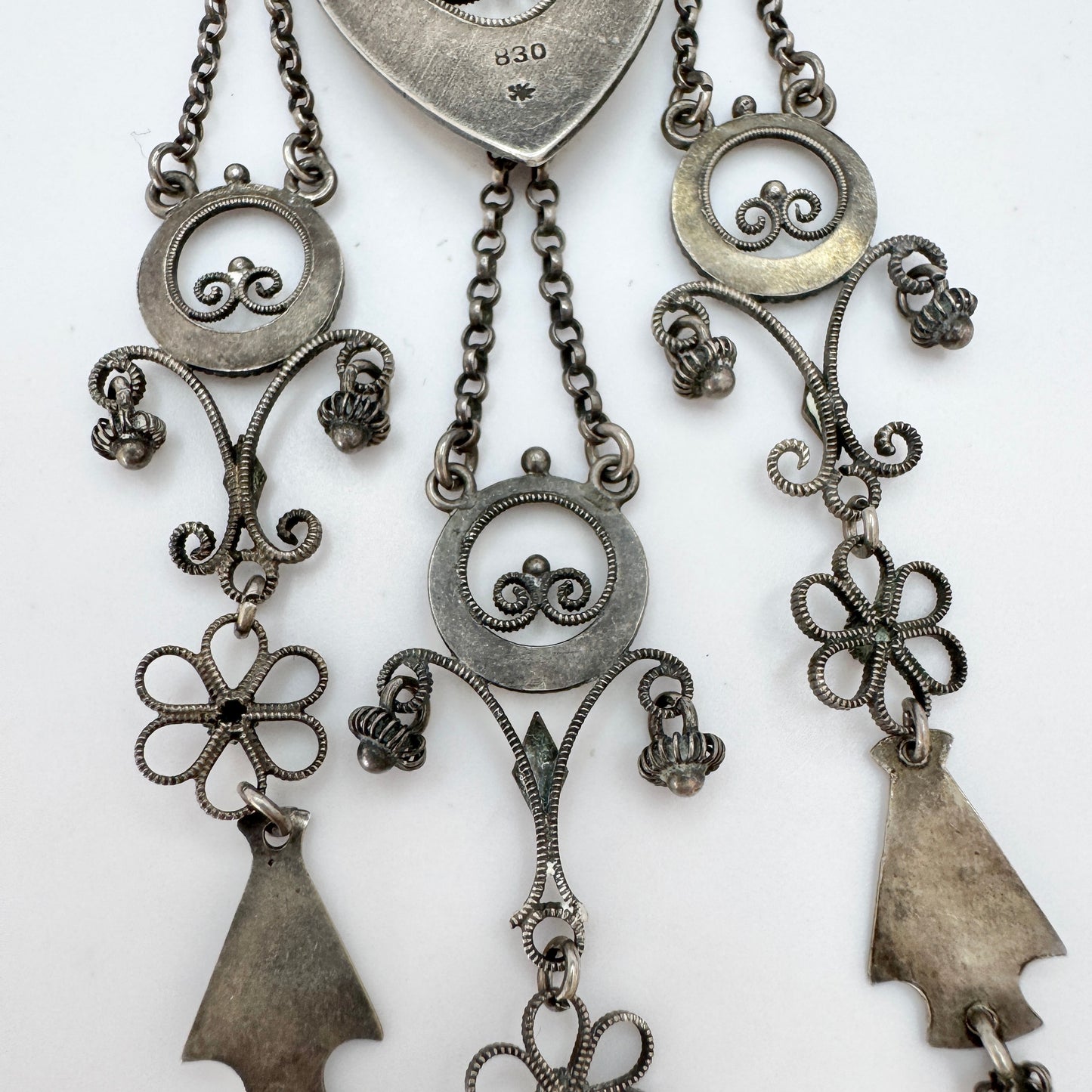 Clement Berg, Norway c 1910. Antique Dragestil Sølje Brooch in Solid Silver.