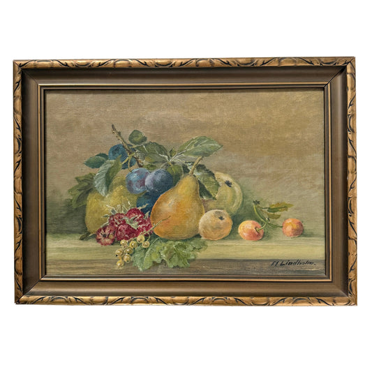 M Lindholm, Sweden c 1930s. Vintage Still Life Oil Painting.