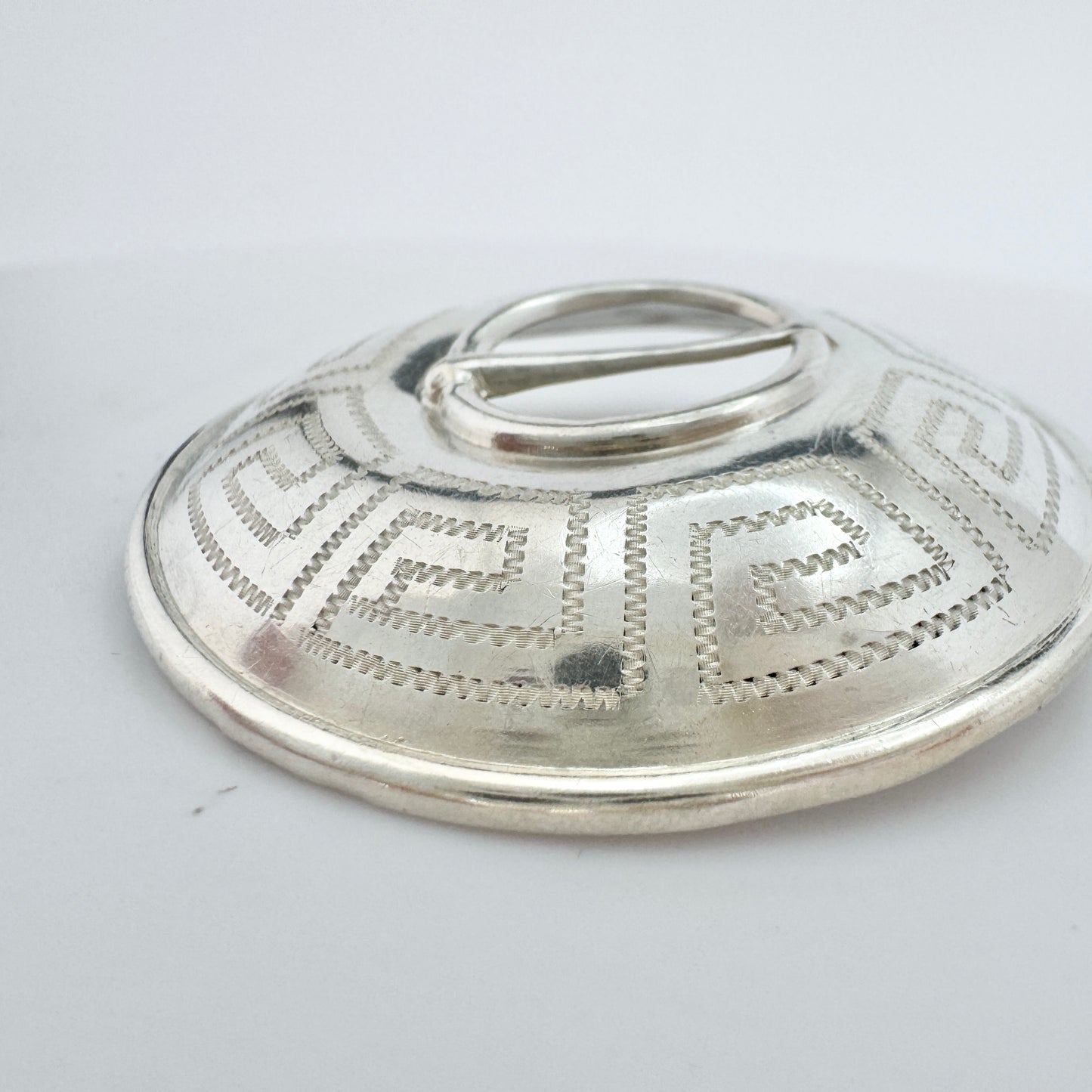 Frans Wilhelm Tanner, Finland 1914. Antique WW1 era Traditional Solid Silver Shield Brooch.