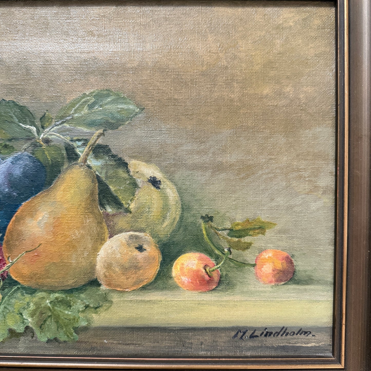 M Lindholm, Sweden c 1930s. Vintage Still Life Oil Painting.