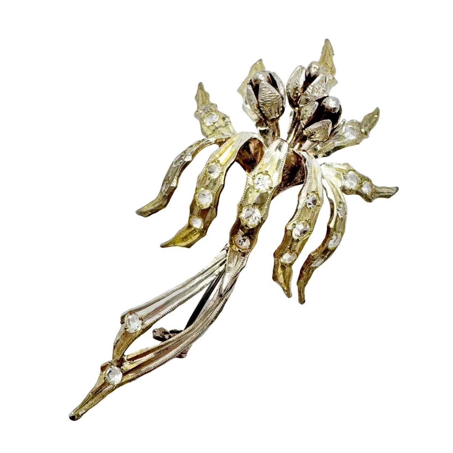 MENEGATTI Brothers, Vicenza Italy. Vintage 1940-50s Large Silver Orchid? Brooch.