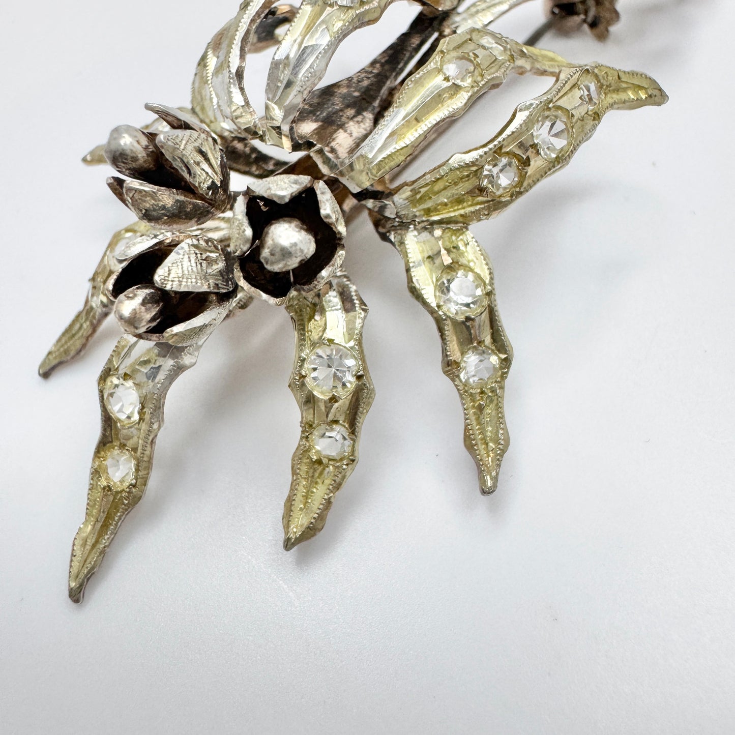 MENEGATTI Brothers, Vicenza Italy. Vintage 1940-50s Large Silver Orchid? Brooch.