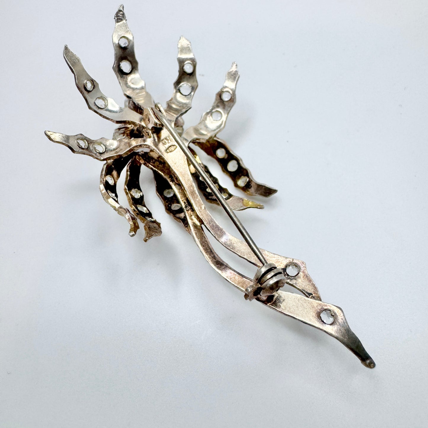 MENEGATTI Brothers, Vicenza Italy. Vintage 1940-50s Large Silver Orchid? Brooch.