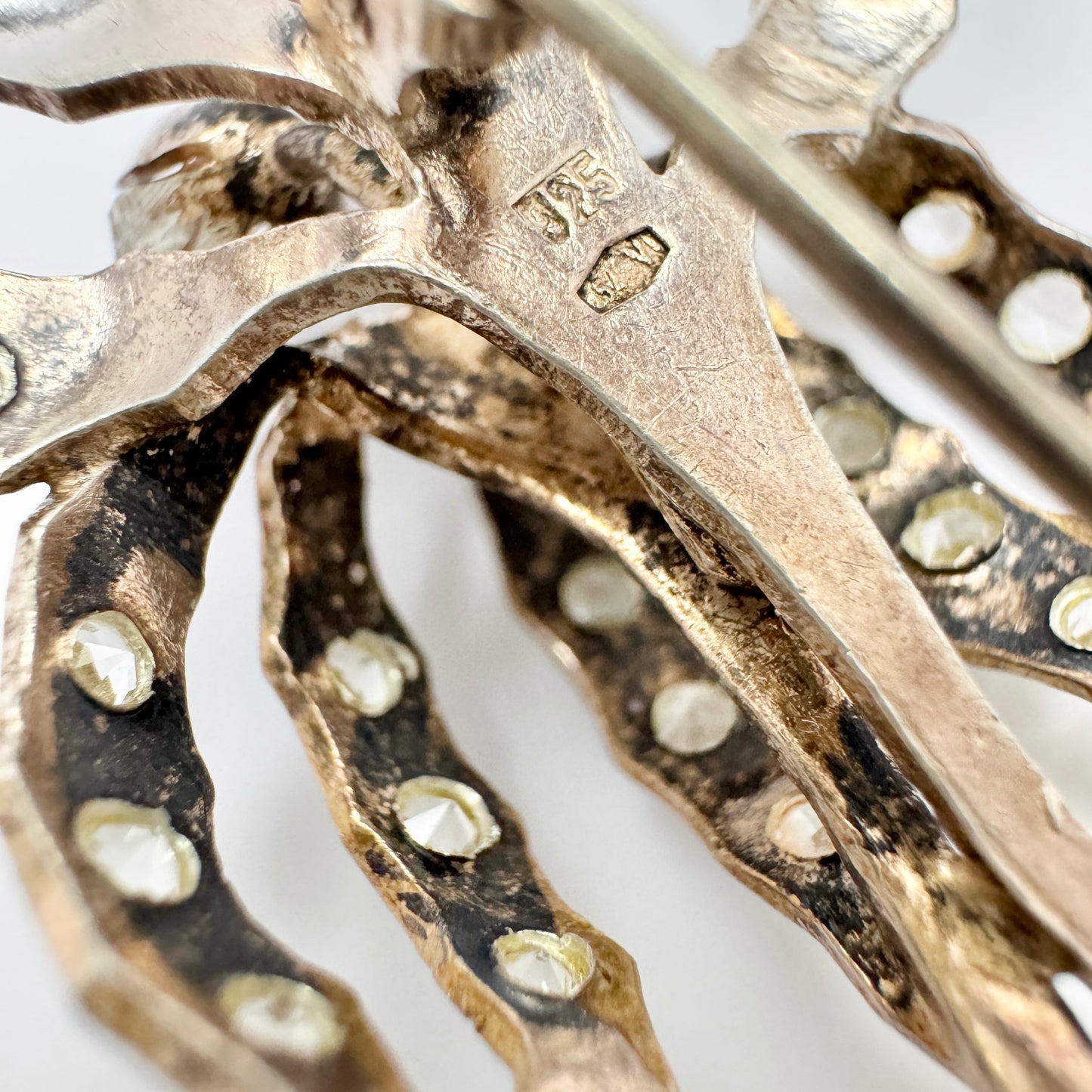 MENEGATTI Brothers, Vicenza Italy. Vintage 1940-50s Large Silver Orchid? Brooch.