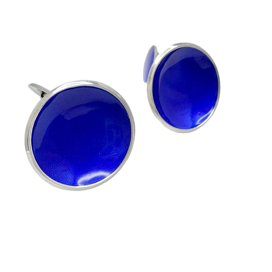 Einar Modahl, Norway. Vintage Sterling Silver Blue Enamel Cufflinks.
