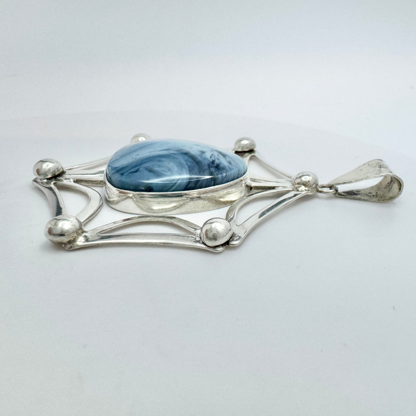 O Nordström, Sweden year 1970. Large Vintage Sterling Silver Bergslagen-stone Pendant.