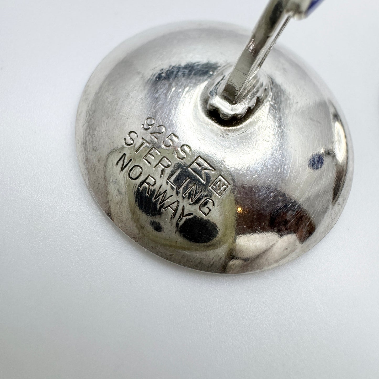 Einar Modahl, Norway. Vintage Sterling Silver Blue Enamel Cufflinks.